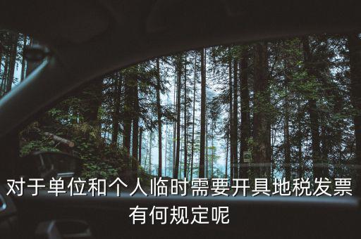 什么是臨時(shí)發(fā)票嗎，對于單位和個(gè)人臨時(shí)需要開具地稅發(fā)票有何規(guī)定呢