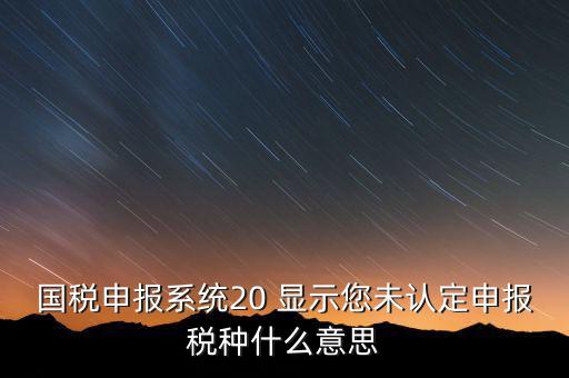 未核對稅種是什么意思，國稅申報系統(tǒng)20 顯示您未認(rèn)定申報稅種什么意思