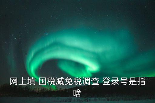 稅收調(diào)查網(wǎng)上是什么，網(wǎng)上填 國稅減免稅調(diào)查 登錄號是指啥