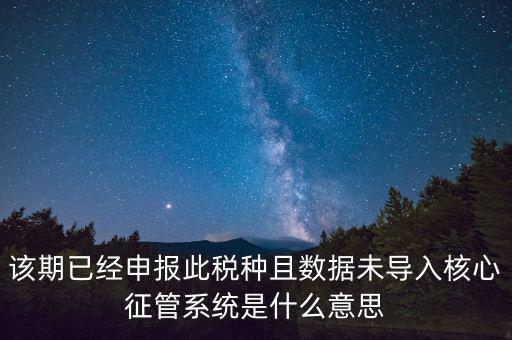 該期已經申報此稅種且數(shù)據未導入核心征管系統(tǒng)是什么意思