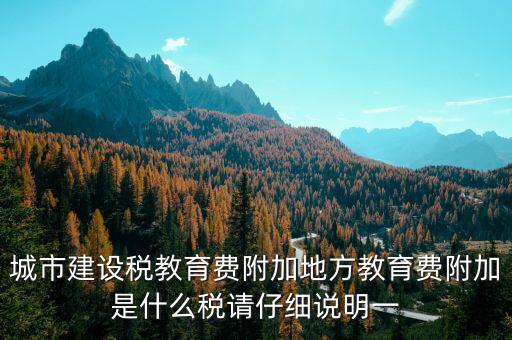 地方附加稅是什么，城市建設(shè)稅教育費(fèi)附加地方教育費(fèi)附加是什么稅請仔細(xì)說明一