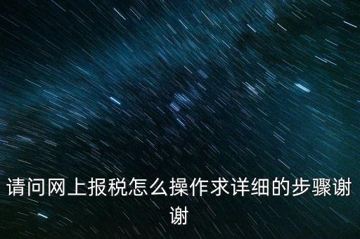 請(qǐng)問網(wǎng)上報(bào)稅怎么操作求詳細(xì)的步驟謝謝