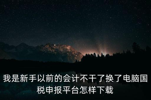 我是新手以前的會計(jì)不干了換了電腦國稅申報(bào)平臺怎樣下載