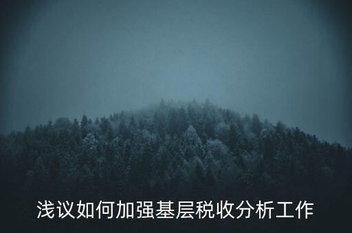 如何搞好稅收科研，淺議如何加強基層稅收分析工作