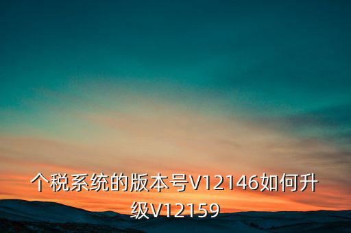 個(gè)人所得稅系統(tǒng)如何在線升級(jí)，個(gè)稅系統(tǒng)的版本號(hào)V12146如何升級(jí)V12159