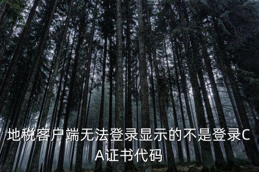 地稅客戶端無(wú)法登錄顯示的不是登錄CA證書代碼