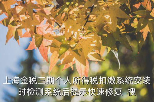 個(gè)稅安裝包如何恢復(fù)，上海金稅三期個(gè)人所得稅扣繳系統(tǒng)安裝時(shí)檢測系統(tǒng)后提示快速修復(fù)  搜