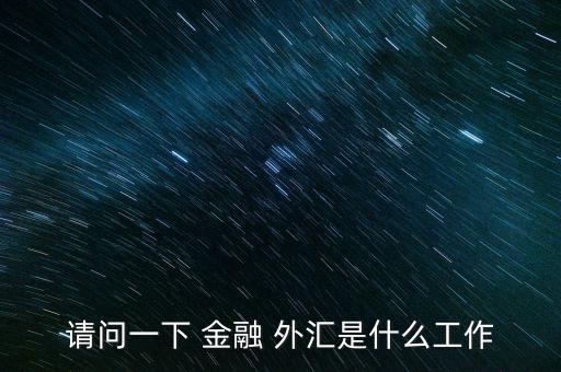 請(qǐng)問(wèn)一下 金融 外匯是什么工作
