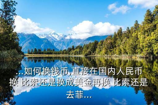 ...如何換錢幣,直接在國內人民幣換 比索還是換成美金再換 比索還是去菲...