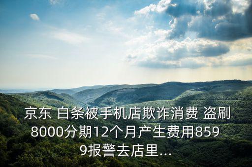  京東 白條被手機(jī)店欺詐消費(fèi) 盜刷8000分期12個月產(chǎn)生費(fèi)用8599報(bào)警去店里...
