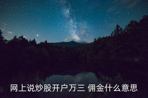 網(wǎng)上說(shuō)炒股開戶萬(wàn)三 傭金什么意思