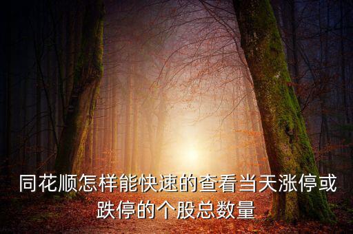  同花順怎樣能快速的查看當(dāng)天漲?；虻５膫€股總數(shù)量