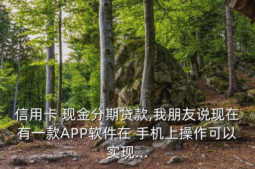 信用卡 現(xiàn)金分期貸款,我朋友說(shuō)現(xiàn)在有一款A(yù)PP軟件在 手機(jī)上操作可以實(shí)現(xiàn)...