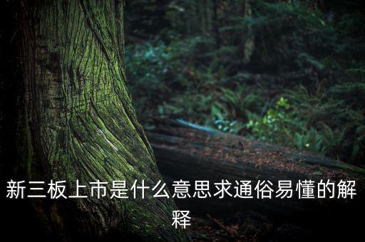 什么是新三板上市，新三板上市是什么意思求通俗易懂的解釋