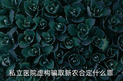 私立醫(yī)院騙國家醫(yī)保上千萬什么罪，私立醫(yī)院虛構(gòu)騙取新農(nóng)合定什么罪