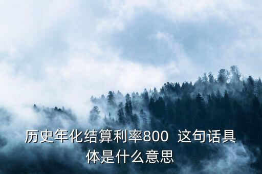 年化結(jié)算利率是什么，歷史年化結(jié)算利率800  這句話具體是什么意思