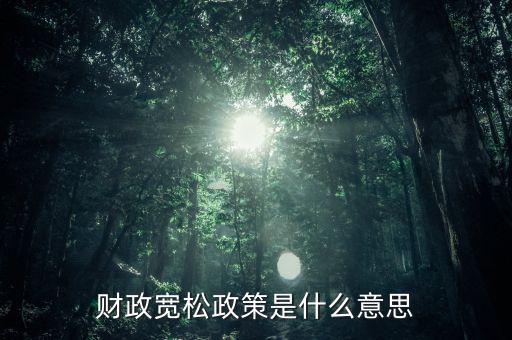 什么是寬松的財(cái)政政策，什么是寬松經(jīng)濟(jì)政策