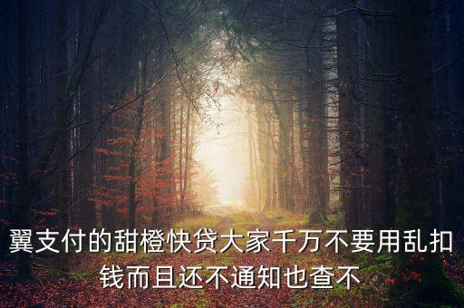 甜橙快貸資源未找到是什么意思，翼支付的甜橙快貸大家千萬不要用亂扣錢而且還不通知也查不