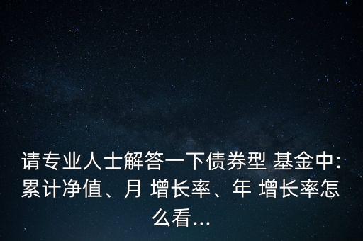請專業(yè)人士解答一下債券型 基金中:累計凈值、月 增長率、年 增長率怎么看...