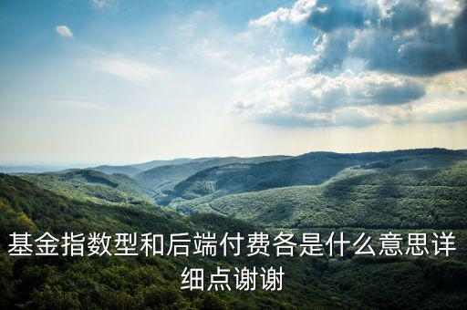 基金表現(xiàn)費是什么，基金指數(shù)型和后端付費各是什么意思詳細點謝謝