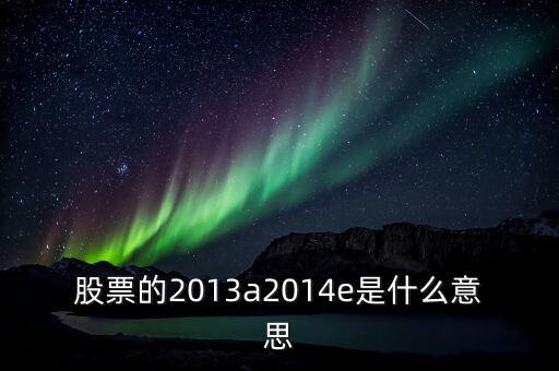 市盈率13a是什么意思，財(cái)務(wù)報(bào)表中13A 14E 是什么意思