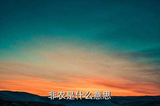 大非農(nóng)是什么意思，非農(nóng)是什么意思