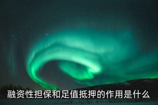 融資性擔保和足值抵押的作用是什么