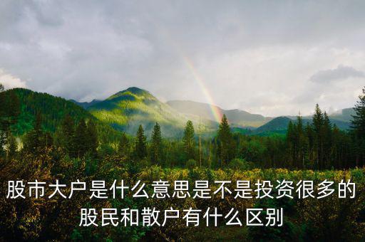 炒股大戶是什么意思，股票中的大戶是什么意思