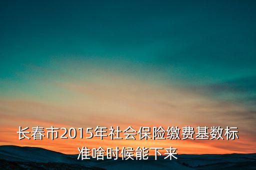 長春市2015年社會保險(xiǎn)繳費(fèi)基數(shù)標(biāo)準(zhǔn)啥時(shí)候能下來