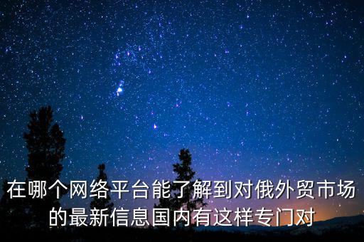在哪個網(wǎng)絡平臺能了解到對俄外貿(mào)市場的最新信息國內(nèi)有這樣專門對