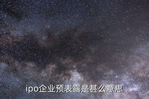 什么叫ipo預披露，ipo已預表露是甚么意思