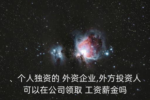 、個人獨資的 外資企業(yè),外方投資人可以在公司領(lǐng)取 工資薪金嗎