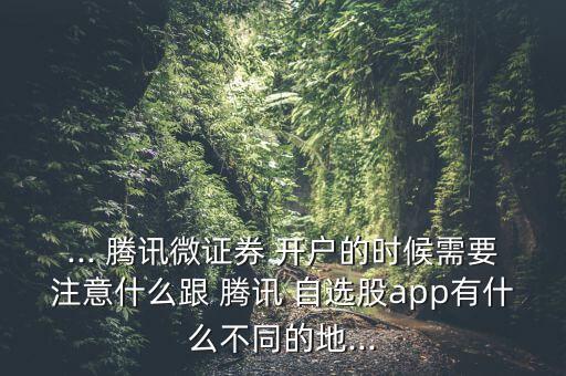 ... 騰訊微證券 開(kāi)戶的時(shí)候需要注意什么跟 騰訊 自選股app有什么不同的地...