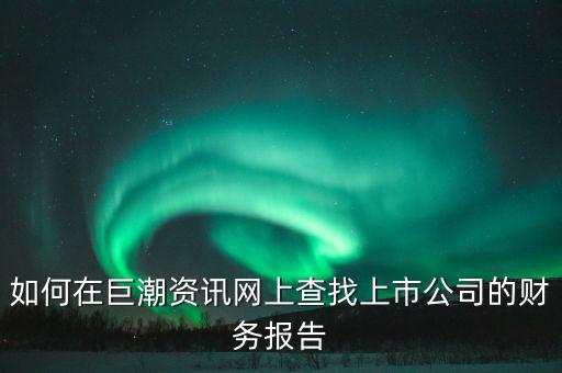 如何在巨潮資訊網上查找上市公司的財務報告