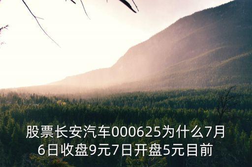 000625長安汽車屬什么板塊，股票長安汽車000625為什么7月6日收盤9元7日開盤5元目前