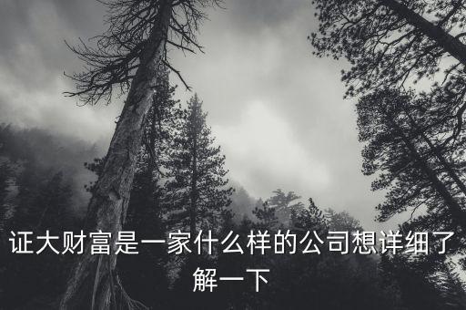 證大財富是一家什么樣的公司想詳細(xì)了解一下