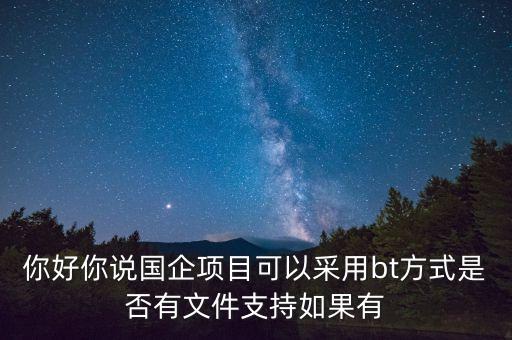 地主項(xiàng)目為什么要引進(jìn)行央企做bt，你好你說(shuō)國(guó)企項(xiàng)目可以采用bt方式是否有文件支持如果有
