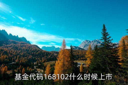 168101基金什么時(shí)候上市，基金代碼168102什么時(shí)候上巿