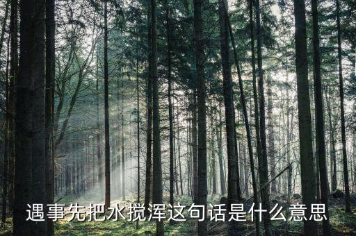 攪渾水什么意思，遇事先把水?dāng)嚋嗊@句話是什么意思