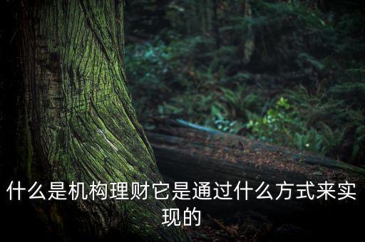 什么是機(jī)構(gòu)理財(cái)，什么是第三方的理財(cái)機(jī)構(gòu)