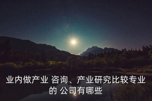 業(yè)內做產業(yè) 咨詢、產業(yè)研究比較專業(yè)的 公司有哪些