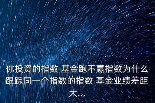 你投資的指數 基金跑不贏指數為什么跟蹤同一個指數的指數 基金業(yè)績差距大...
