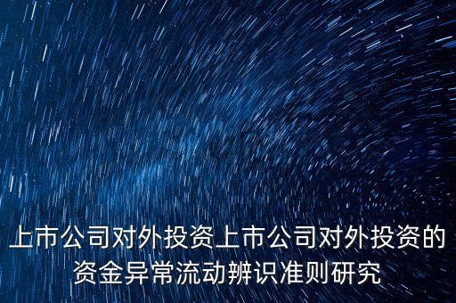 上市公司對外投資上市公司對外投資的資金異常流動辨識準(zhǔn)則研究