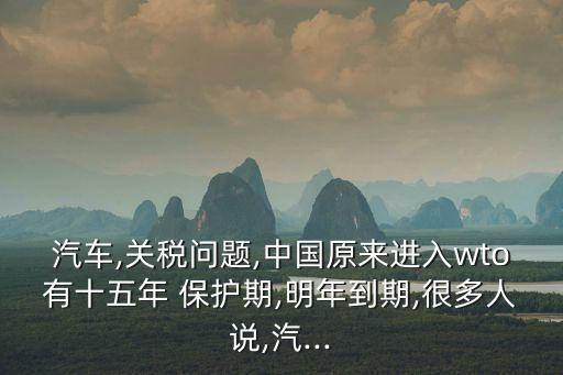 汽車,關稅問題,中國原來進入wto有十五年 保護期,明年到期,很多人說,汽...