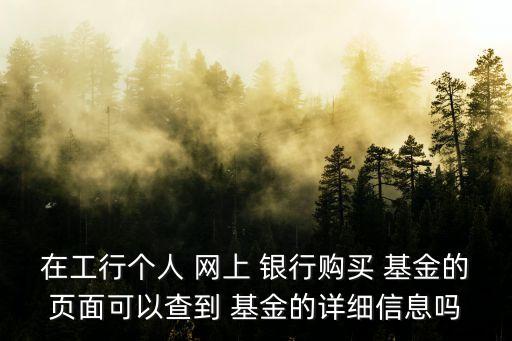 在工行個(gè)人 網(wǎng)上 銀行購(gòu)買 基金的頁面可以查到 基金的詳細(xì)信息嗎