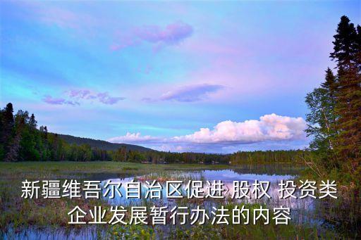 新疆維吾爾自治區(qū)促進 股權 投資類企業(yè)發(fā)展暫行辦法的內(nèi)容